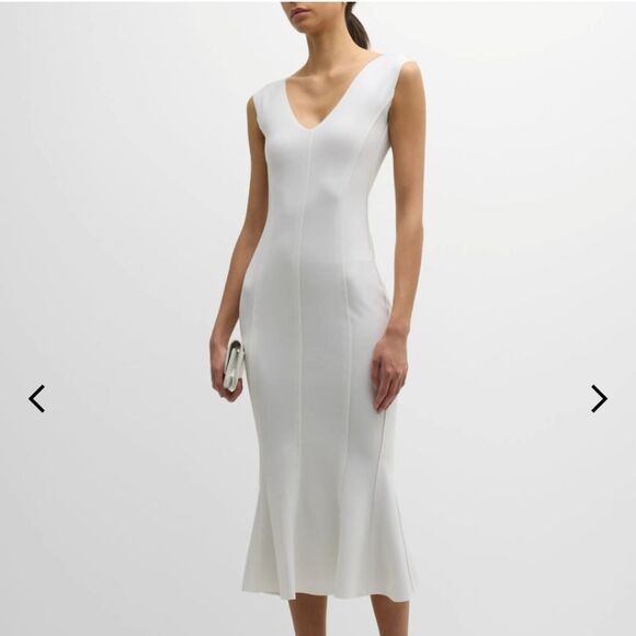 Norma Kamali Grace Fishtail Snow White Medium Wedding Cocktail Dress NEW - Picture 11 of 12